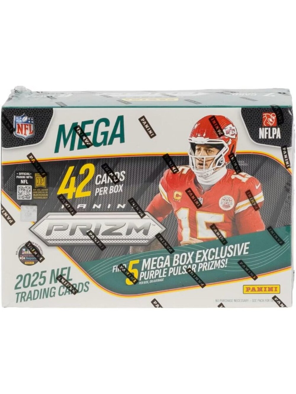 2025 NFL Football Trading Card Mega Box - Purple Pulsar Prizms, Hobby Edition